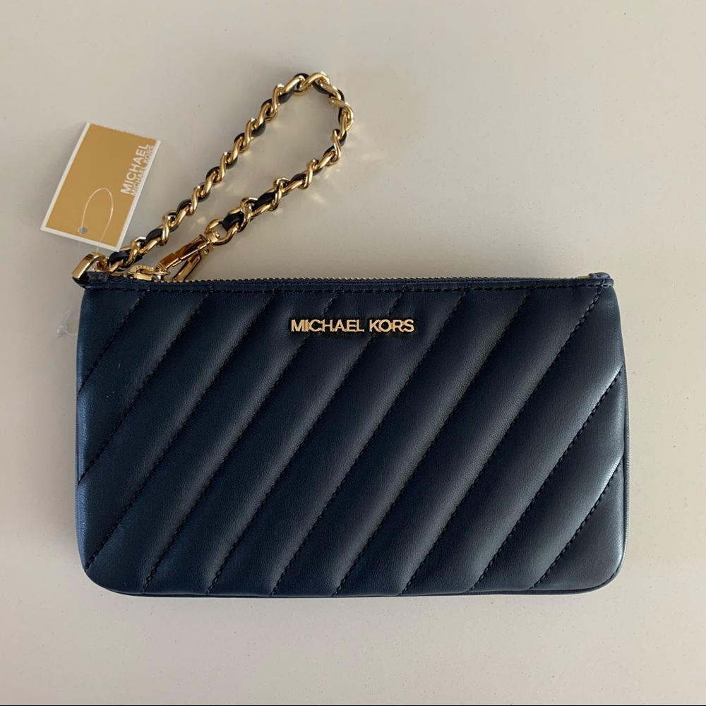 Michael Kors Medium Quilted Top Zip Chain Wristlet
